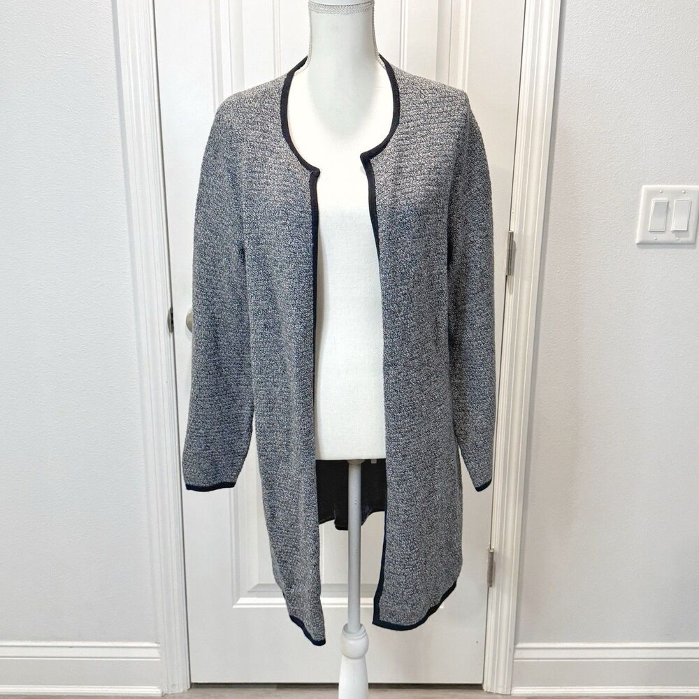 Talbots Plus Soft Cotton Blend Open Front Long Ca… - image 1